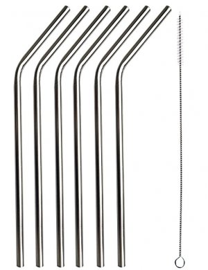 Acerich Acerich Stainless Steel Metal Straws with Cleaning Brush (Set of 6)