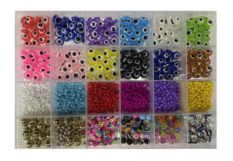 AcerichFad 2490 Pcs Evil Eye Beads for Jewelry Making, Seed Beads for Bracelets Round Beads for Earring Necklace Craft Making - Click Image to Close